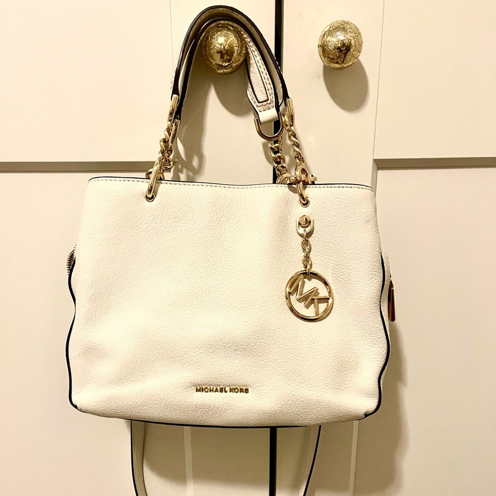 Michael Kors white pebble leather